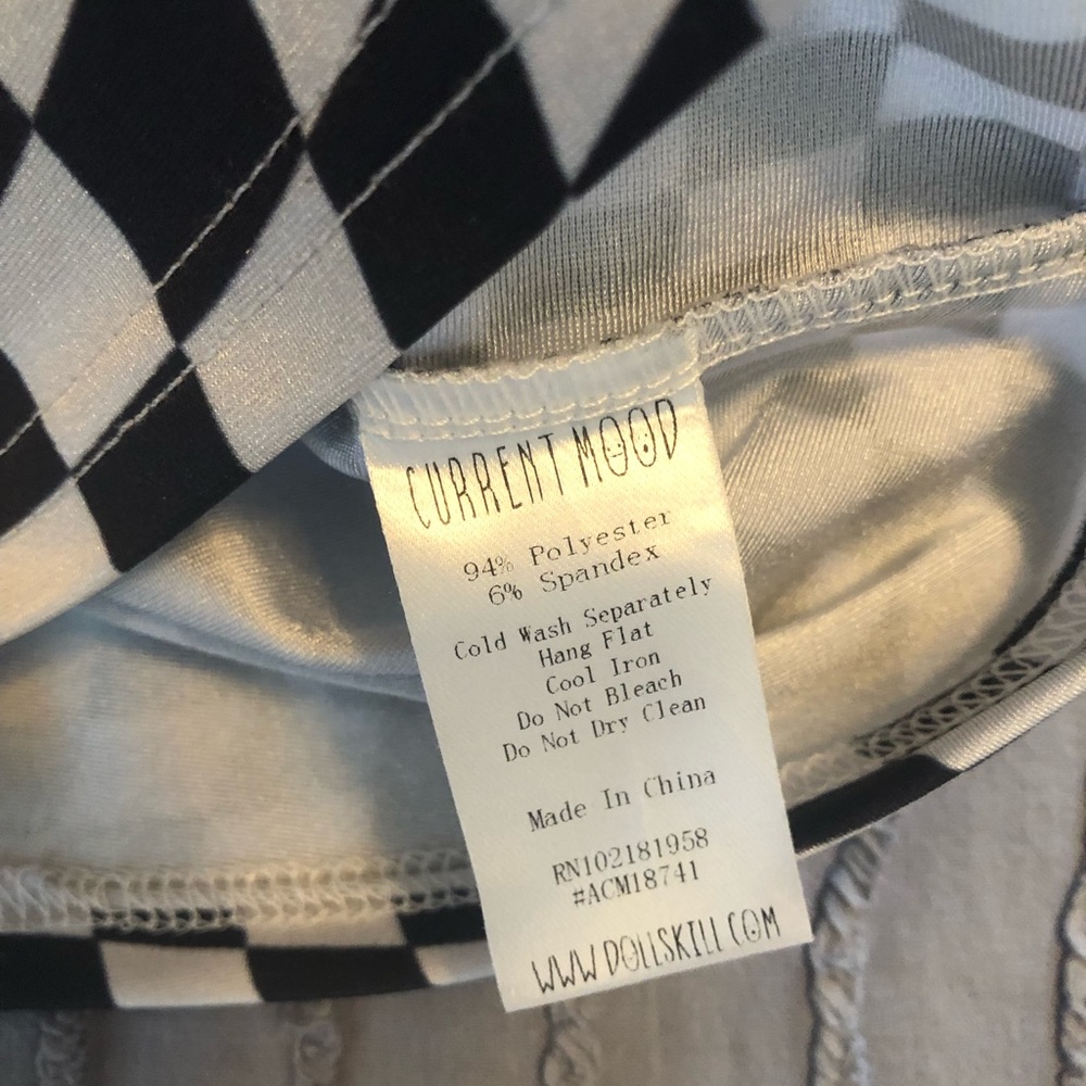 Dolls Kill “Reality Check” Warped Checkered Crop Top - S - Picture 5 of 6